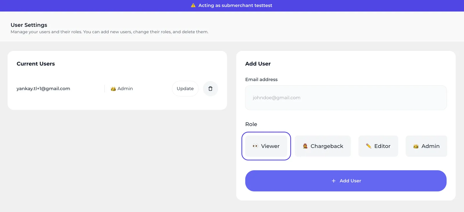 How to set Users and Roles from the Merchant Dashboard.