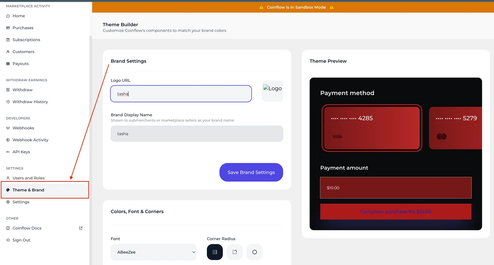 How to configure themes on marketplace owner's dashboard
