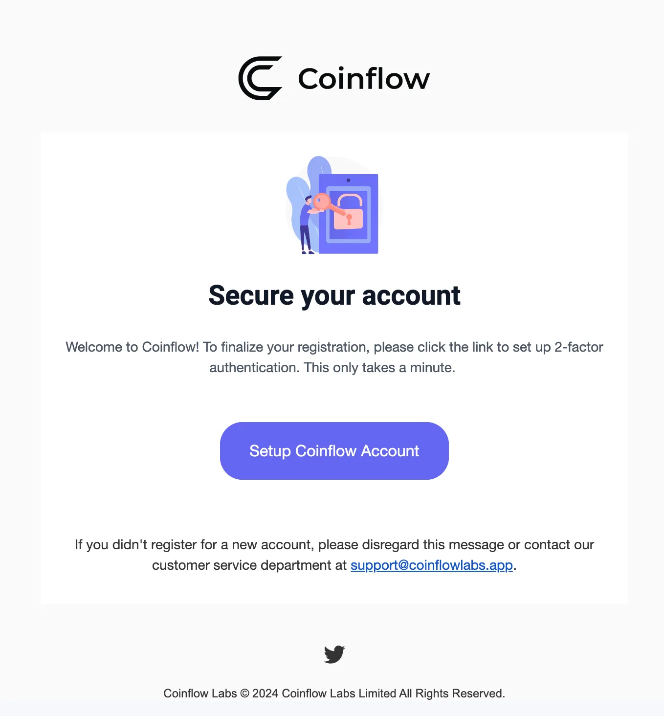 Email to set up your login credentials