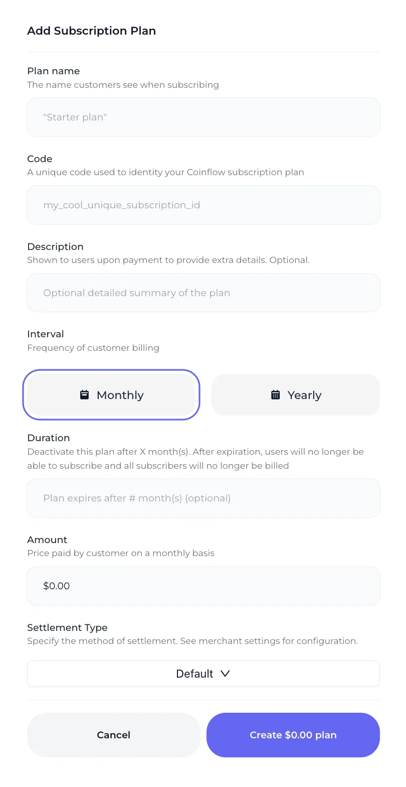 How to Define Subscription Plan Details